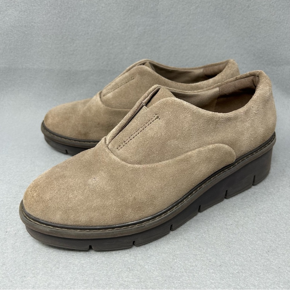 Clarks Womens Airabell Sky Gris Beige Size 9M Slip On Casual Shoes 261-68600